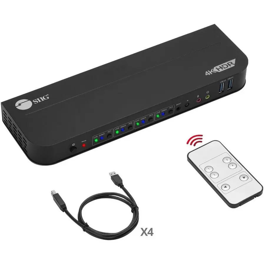 SIIG 4x1 DisplayPort 4K KVM USB 3.0 Switch with Remote Control - Allows you to control 4 DisplayPort 1.4 computers using one keyboard and mouse, DP 1.4/8K@30, HDMI 4K@60, USB 3.0 ports, 3.5mm Phone & ... - CE-KV0D11-S1 - eCommerce Business Prime
