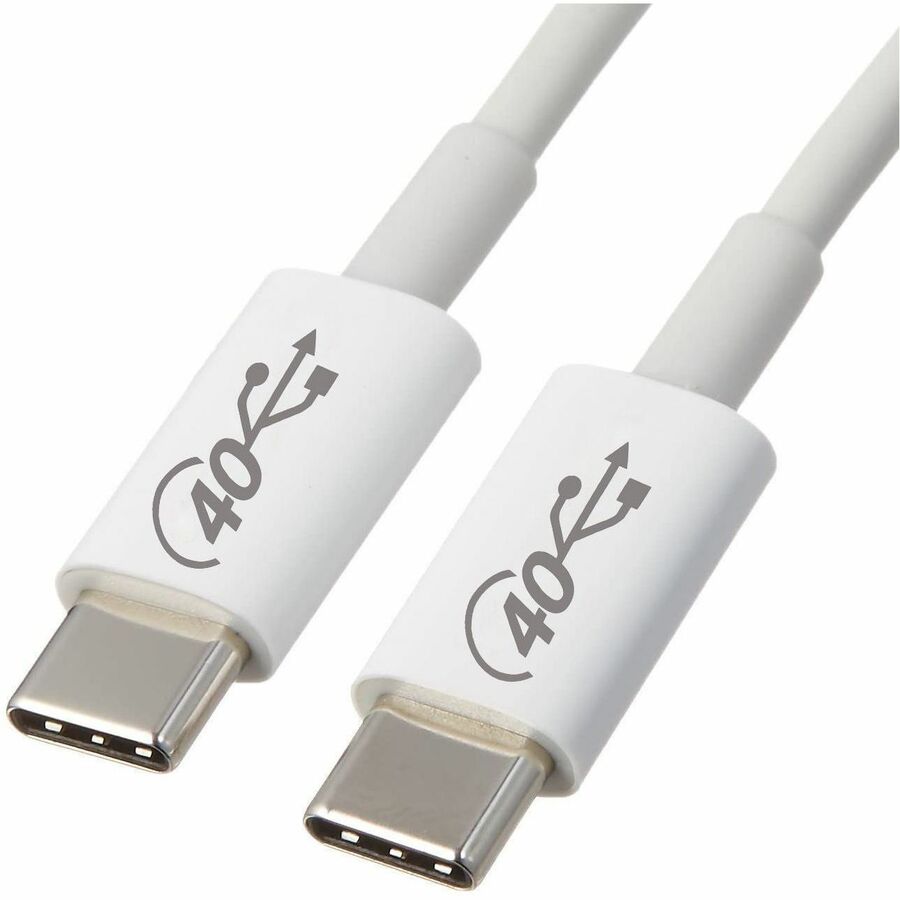 4XEM USB-C to C 40 Gigabit 200CM/2M Cable White - 6.56 ft USB-C Data Transfer Cable - First End: 1 x USB4 Type C - Male - Second End: 1 x USB4 Type C - Male - 40 Gbit/s - Nickel Plated Connector - White - 1