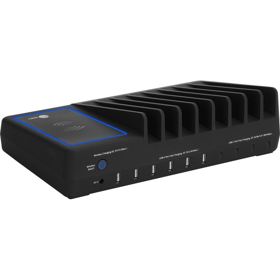 SIIG 10-Port USB-A/C & Wireless Charging Station - 150W - Allows you to power and charge up to 6 USB-A & 4 USB-C devices and Wireless charging enabled phone simultaneously, total Charging output 150W, - AC-PW1R11-S1
