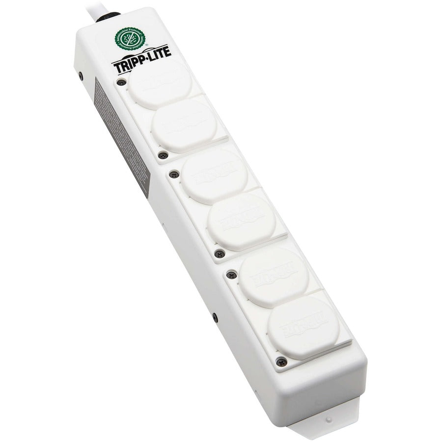 Tripp Lite Safe-IT UL 2930 Medical-Grade Power Strip for Patient Care Vicinity, 6 Hospital-Grade Outlets, Safety Covers, Antimicrobial, 6 ft. Cord, Dual Ground - NEMA 5-15P-HG - 6 x NEMA 5-15R-HG - 6 - PS-606-HGDG