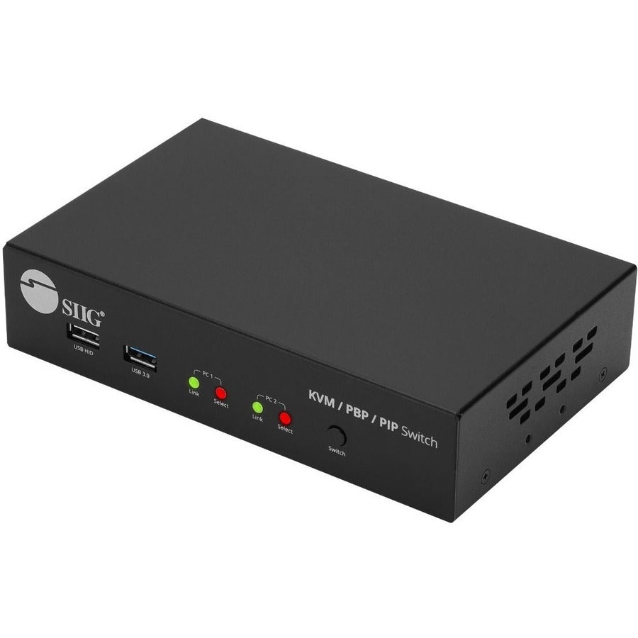 SIIG 2-Port 4K HDMI KVM Switch with PBP Roaming Mouse & PIP - 2x1 HDMI KVM Switch, Allows you to control 2 HDMI 4K computers using one keyboard and mouse - Mouse Roaming, PBP, PIP, 4K@30, HDCP 1.4, US - CE-KV0G11-S1