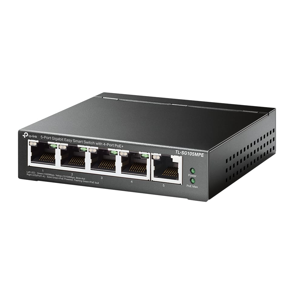 TP-LINK Hub / Switch TP-Link 5-Port Gigabit Easy Smart Switch with 4-Port PoE+ - TL-SG105MPE