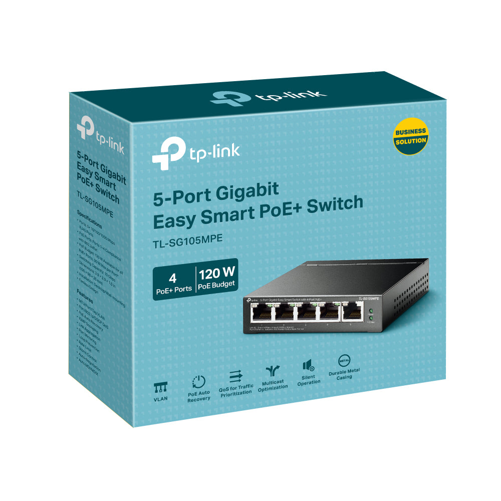 TP-Link 5-Port Gigabit Easy Smart Switch with 4-Port PoE+ - TL-SG105MPE