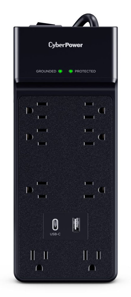 CyberPower CSP806UC18 surge protector Black 8 AC outlet(s) 125 V 1.8 m - CSP806UC18