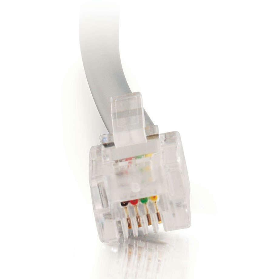 C2G 7ft RJ11 Modular Telephone Cable - RJ-11 Male - RJ-11 Male - 7ft - Silver - 02970