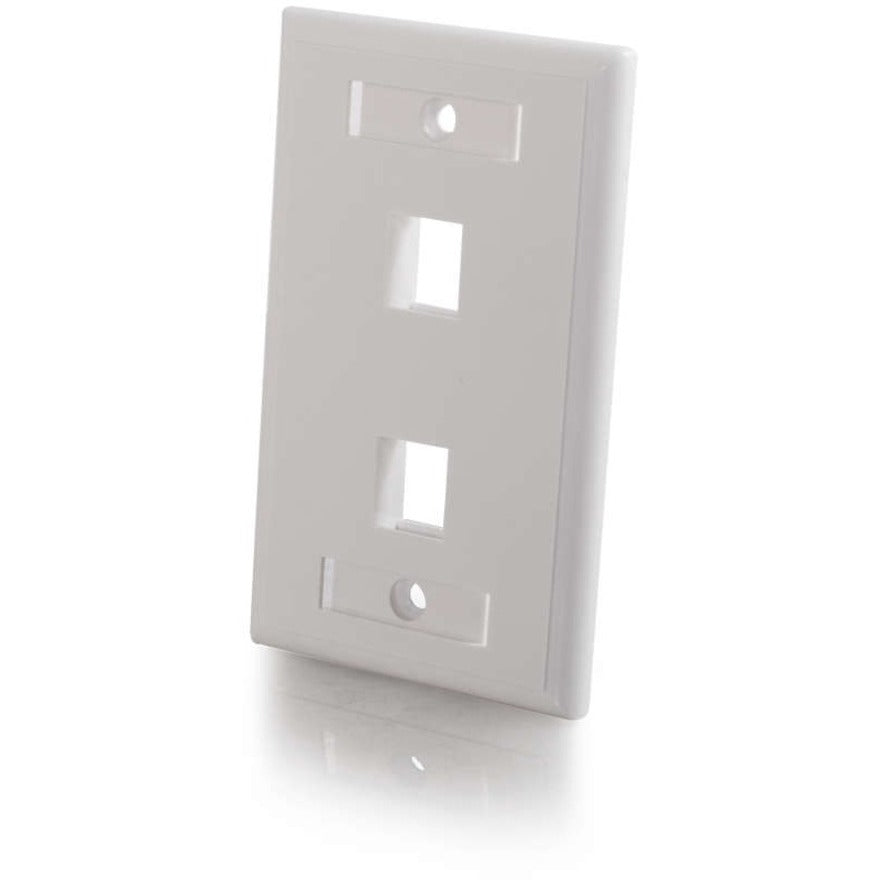 C2G 2-Port Single Gang Multimedia Keystone Wall Plate - White - 2 x Socket(s) - White - 03411