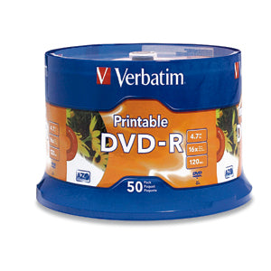 Verbatim 16x DVD-R Media - 4.7GB - Ink Jet Printable 50 pc(s) - 95137