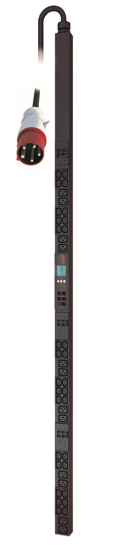 APC NetShelter Metered Rack PDU, 0U, 3PH, 22kW 230V 32A or 17.3kW 230V 24A, x30 C13 and x12 C19 outlets, IEC 309 3P+N+PE cord - AP8886