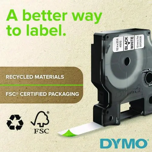 DYMO Rhino Permanent Vinyl Industrial Label Tape, 0.75" x 18 ft, Yellow/Black Print - 18433 DYMO
