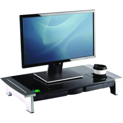 Office Suites Premium Monitor Riser, 27" x 14" x 4" to 6.5", Black/Silver - 8031001