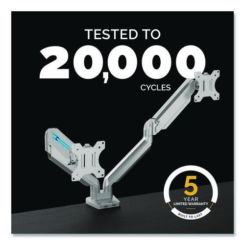 FELLOWES Platinum Series Dual Monitor Arm, For 40" Monitors, 360 deg Rotation, 45 deg Tilt, 180 deg - 8056501