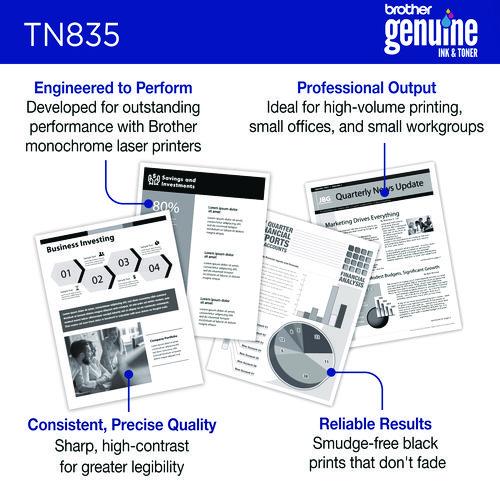 BROTHER Super High-Yield Toner, 5,000 Page-Yield, Black - TN835 BROTHER