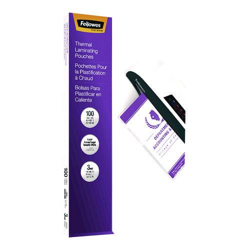FELLOWES Laminating Pouches, 3 mil, 9" x 14.5", Clear Gloss, 100/Pack - 52455