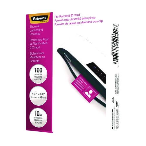 FELLOWES Laminating Pouches, 10 mil, 3.88" x 2.63", Clear Gloss, 100/Pack - 52051