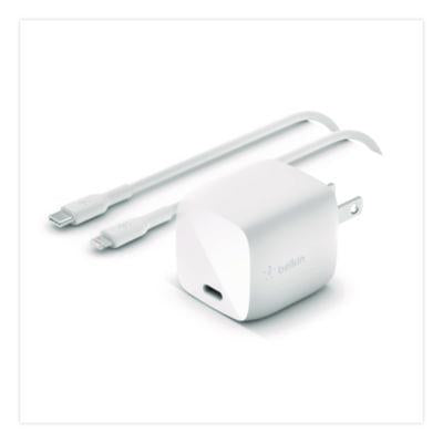 BOOST CHARGE USB-C PD 3.0 PPS Wall Charger + USB-C to Lightning Cable, White - WCA005DQ1MWH-B5 BELKIN