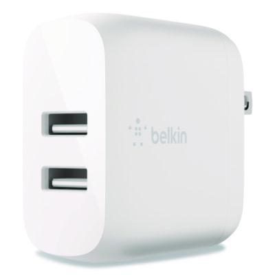BOOST CHARGE Dual USB-A Wall Charger + Lightning to USB-A Cable, White - WCD001DQ1MWH BELKIN