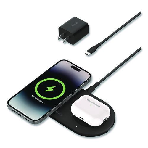 BELKIN BOOST CHARGE Pro 2-in-1 Magnetic Wireless Charging Pad with Qi2, USB-C, 15 W, Black - WIZ021TTBK