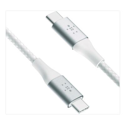 BOOST CHARGE Braided USB-C to USB-C Cable, 6.6 ft, White - CAB025FQ2MWH BELKIN