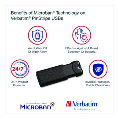 Pinstripe USB 3.2 Flash Drive, 32 GB, Black 10/Pack - 70902