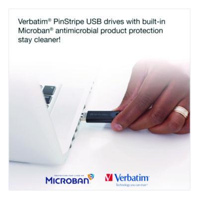 Pinstripe USB 3.2 Flash Drive, 32 GB, Black 10/Pack - 70902