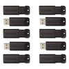 Pinstripe USB 3.2 Flash Drive, 32 GB, Black 10/Pack - 70902