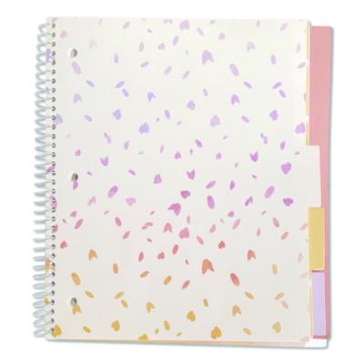 Silver Lining Five-Subject Spiral Notebook, Medium/College Rule, Randomly Assorted Cover Color/Design, (150) 11 x 9 Sheets - 17504 C2G