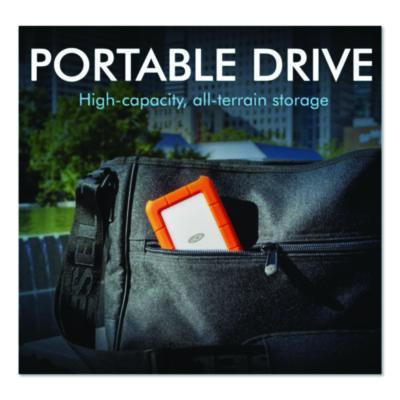 Rugged Portable External Hard Drive, 2 TB, USB-C, Orange/Silver - STFR2000800