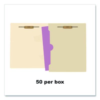 Heavy-Duty Top Tab Fastener Folders, 1/3-Cut Tab: Assorted, Expands 0.75", 2 Fasteners, Letter Size, Manila, 50/Box - 52327