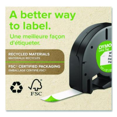 LetraTag Paper Label Tape Cassettes, 0.5" x 13 ft, White, 2/Pack - 10697