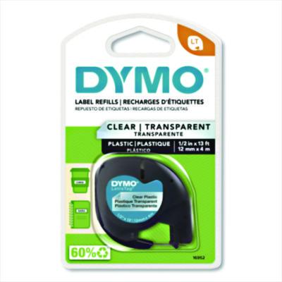LetraTag Plastic Label Tape Cassette, 0.5" x 13 ft, Clear - 16952 DYMO