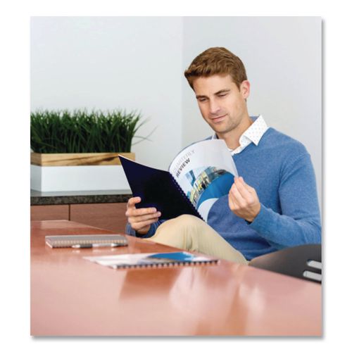 FELLOWES Futura Oversized Pre-Punched Presentation Covers, Plastic, Round Corners, 11.25 x 8.75, Nav - 5224801