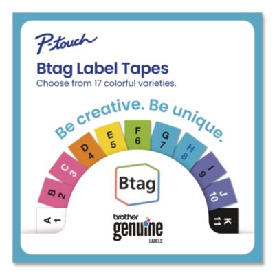 Genuine P-Touch BTAG Label Tapes, 0.47" x 13.1 ft, White on Clear, Black on White, White on Black, 3/Pack - BTAG3M01