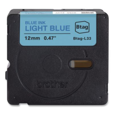 Genuine P-Touch BTAG Label Tapes, 0.47" x 13.1 ft, Blue on Light Blue - BTAGL33