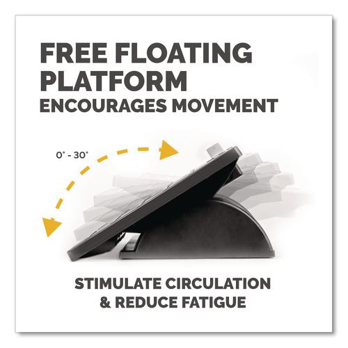 FELLOWES Adjustable 3-Height Footrest, Tilt Lock, 17.5w x 13.13d x 4.38 to 5.63h, Black/Silver - 8032201