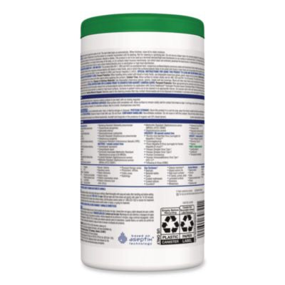 Hydrogen Peroxide Cleaner Disinfectant Wipes, 9 x 6.75, Unscented, White, 95/Canister, 6 Canisters/Carton - 30824