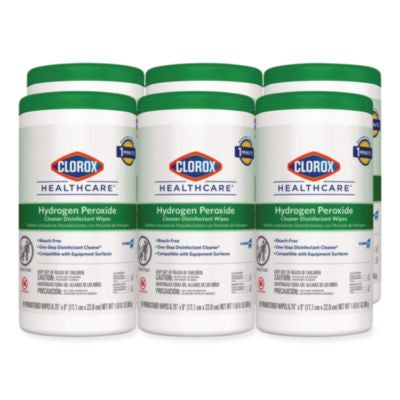Hydrogen Peroxide Cleaner Disinfectant Wipes, 9 x 6.75, Unscented, White, 95/Canister, 6 Canisters/Carton - 30824 C2G