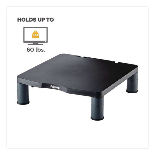 FELLOWES Standard Monitor Riser, 13.38" x 13.63" x 2" to 4", Graphite, Supports 60 lbs - 9169301