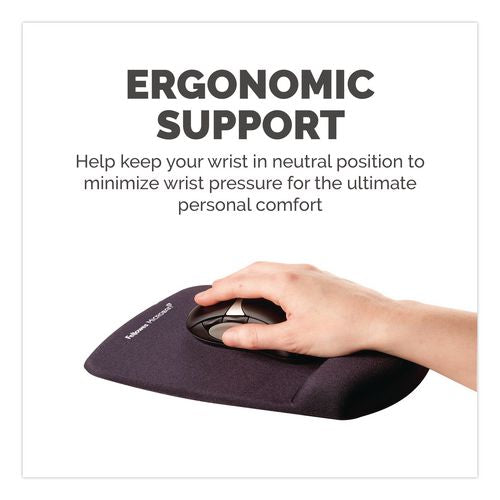 FELLOWES PlushTouch Mouse Pad with Wrist Rest, 7.25 x 9.38, Black - 9252001