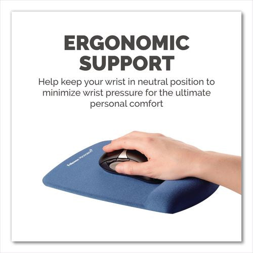 FELLOWES PlushTouch Mouse Pad with Wrist Rest, 7.25 x 9.38, Blue - 9287301