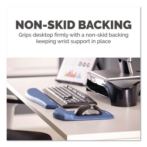 FELLOWES PlushTouch Mouse Pad with Wrist Rest, 7.25 x 9.38, Blue - 9287301