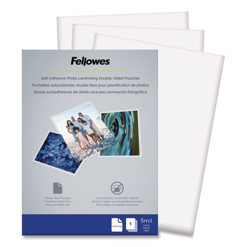 FELLOWES Self-Adhesive Laminating Pouches, 5 mil, 4.25" x 6.25", Gloss Clear, 5/Pack - 5220401