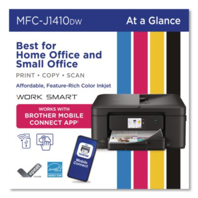 MFCJ1410DW Work Smart 1410 Wireless Color Inkjet AIO Printer, Copy/Print/Scan - MFCJ1410DW