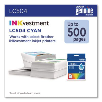 LC504 INKvestment Ink, 500 Page-Yield, Cyan - LC504CS