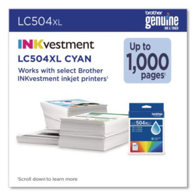 LC504 INKvestment, High-Yield Ink, 1,000 Page-Yield, Cyan - LC504XLCS