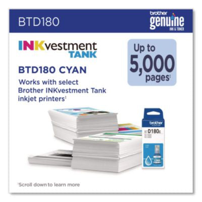 BTD180 INKvestment, High-Yield Ink, 5,000 Page-Yield, Cyan - BTD180CS