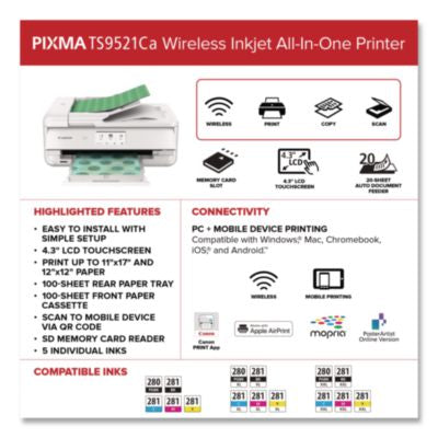 PIXMA TS9521Ca Inkjet Printer, Copy/Print/Scan - 2988C052