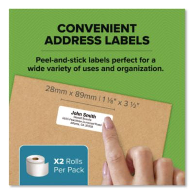 LabelWriter Address Labels, 1.12 x 3.5, White, 260 Labels/Roll, 2 Rolls/Pack - 30320