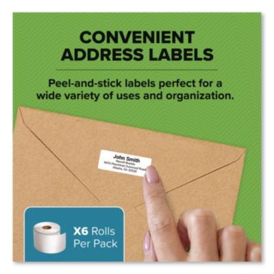 LW Address Labels, 1.13" x 3.5", White, 350 Labels/Roll, 12 Rolls/Pack - 2050768