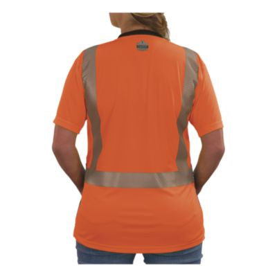 GloWear 8276BK Class 2 Women's Performance Hi-Vis T-Shirt with Black Bottom, Small, Orange - 22322 C2G