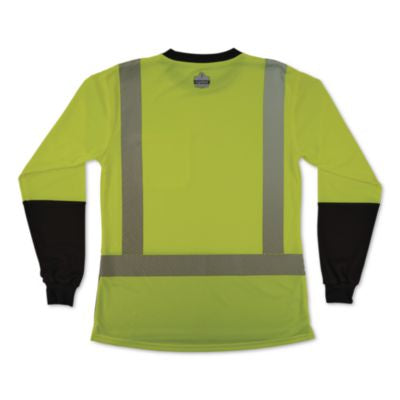 GloWear 8278BK Class 2 Women's Performance Hi-Vis Long Sleeve T-Shirt with Black Bottom, X-Large, Lime - 22335